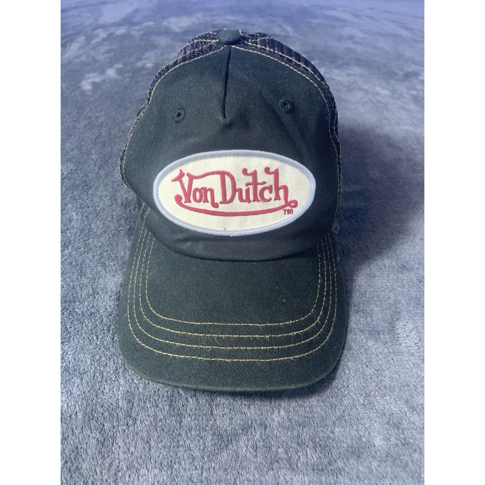 VTG Von Dutch Trucker Hat Mesh Snapback Black White Red Patch Y2K 2000s Unisex